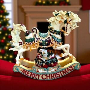 The San Francisco Music Box Company 8” Christmas Rhapsody Rocking Horse Figurine